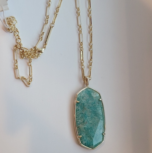 NWT KENDRA SCOTT FACETED DARK TEAL REID NECKLACE IN GOLD UNIQUE BEAUTIFUL COLOR - Picture 2 of 8